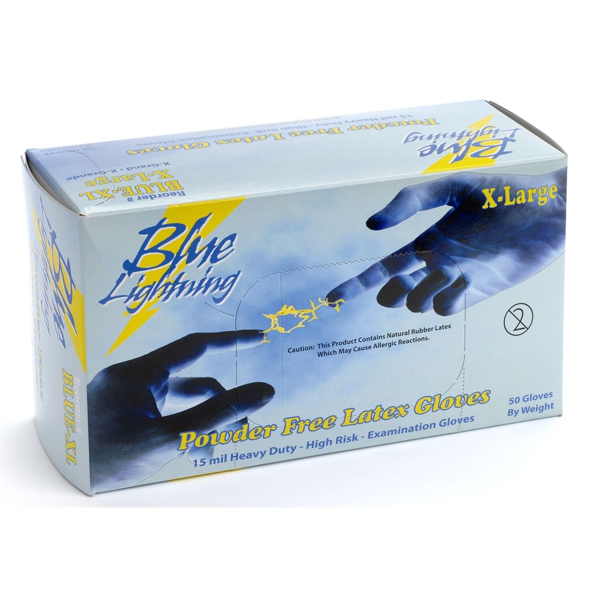 Blue Lightning Latex Gloves Medium