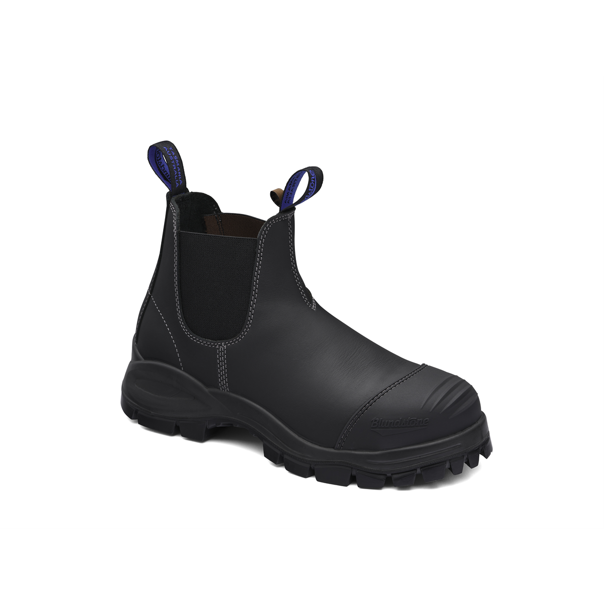 Blundstone Steel Toe Slip-On Elastic Side Boots w/ Kick Guard, Black ...