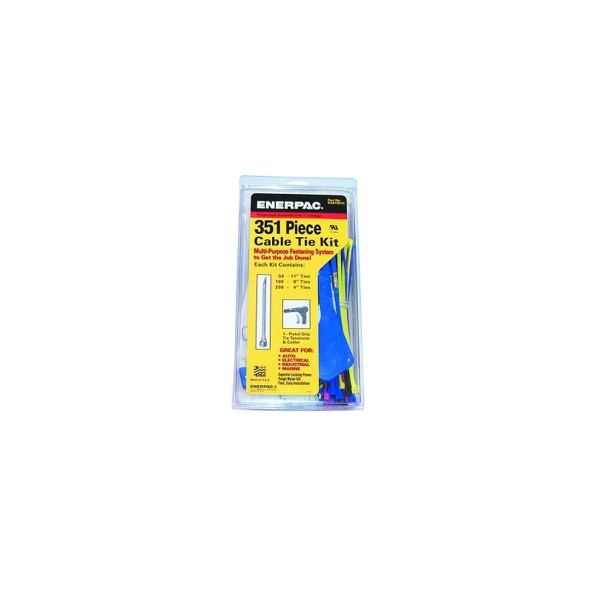 Cable Tie Kit w/ Pistol Grip Tie Tensioner Gun - 351-Pc
