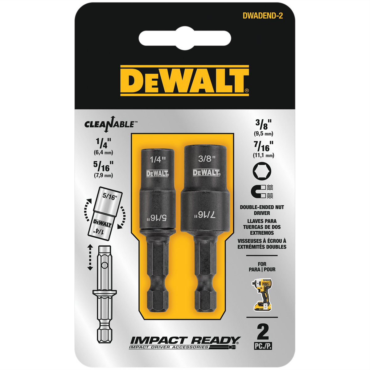 DEWALT 2PC REVERSIBLE NUT DRIVER SET