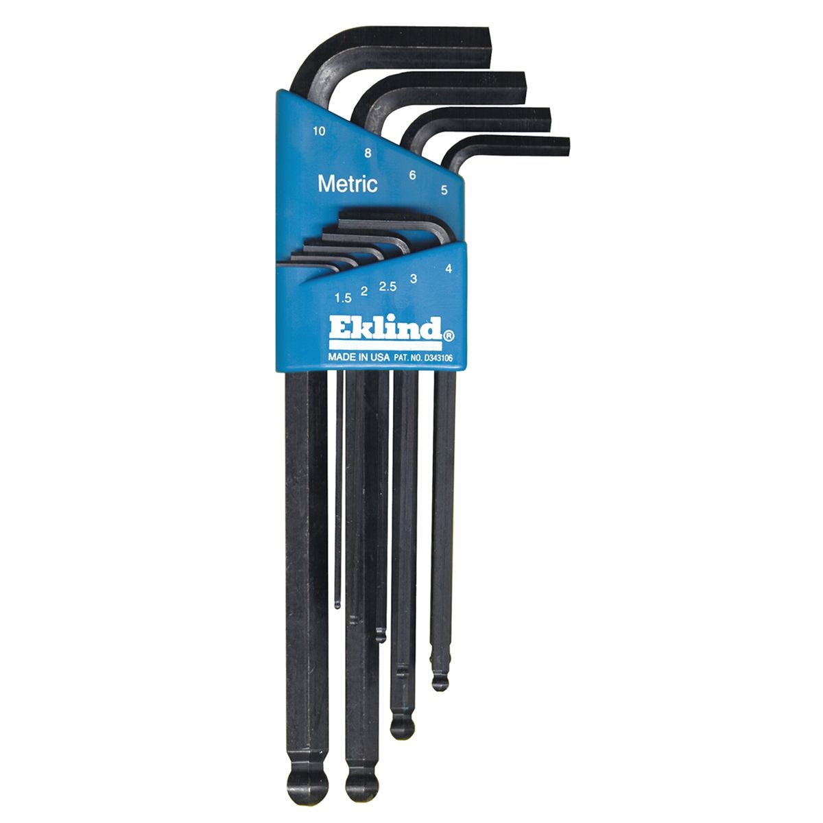 1.5-10 Eklind Tool Company Eklind 17709 9 Pc Extra Long Series Bright Ball-Hex-L Key Set with Holder mm Sizes 