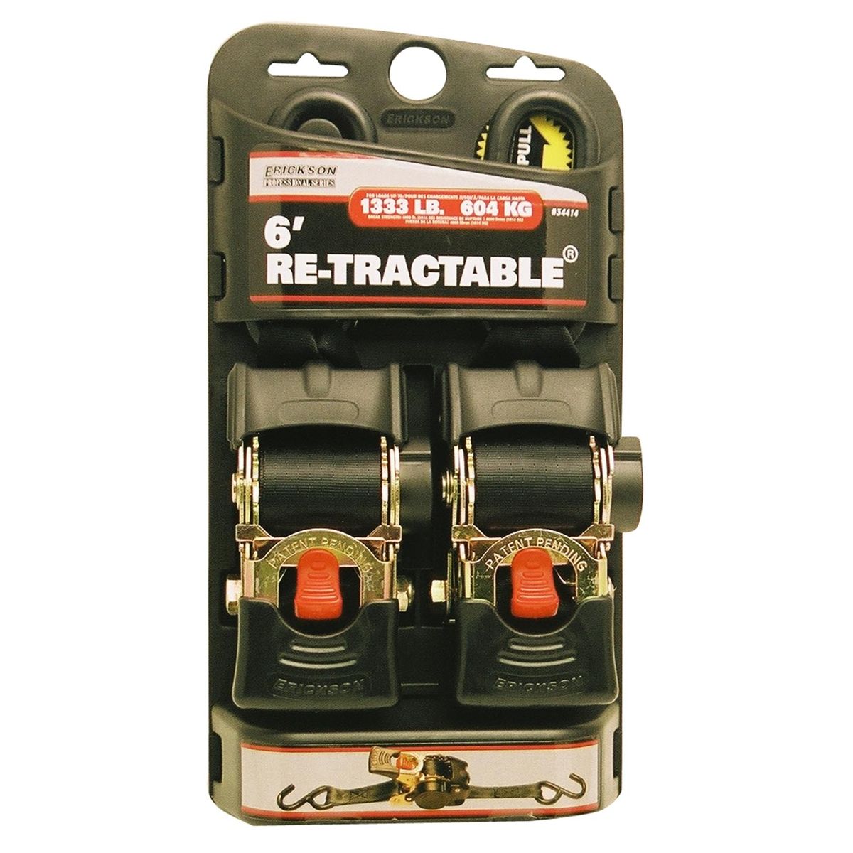 2-PK 2" X 6' RETRACTABLE RATCHET STRAP 4000 LB