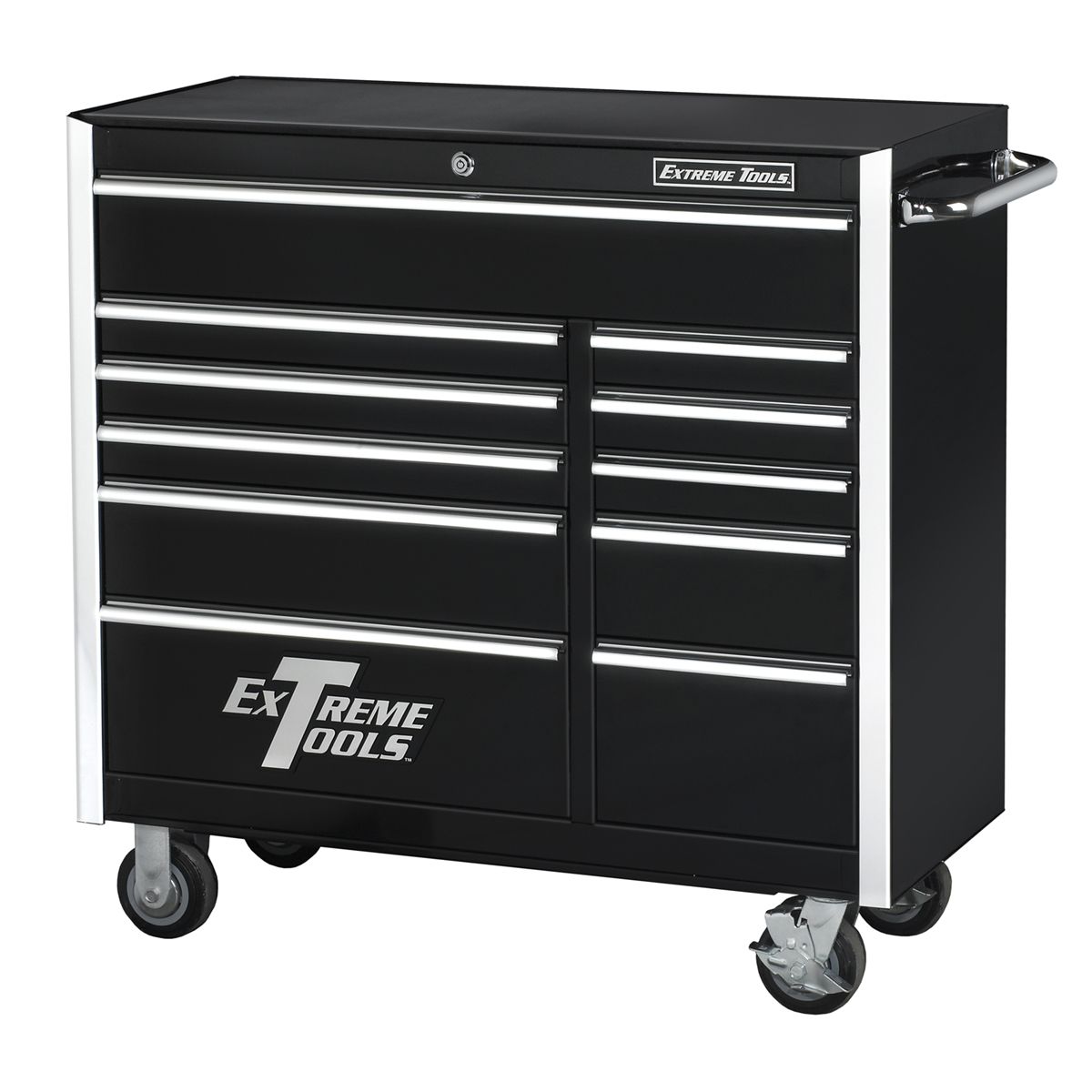 41 1/2 In 11 Drawer Professional Roller Cabinet - Black