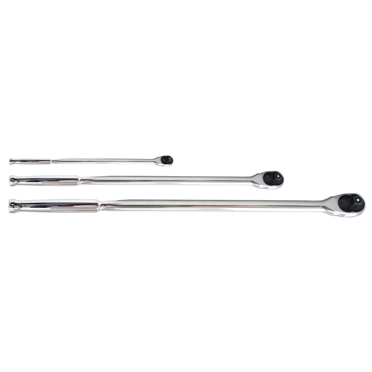 1/4, 1/2, 3/8 Inch Drive Xtra Long Non-Flex Head Ratchet Set 3 P