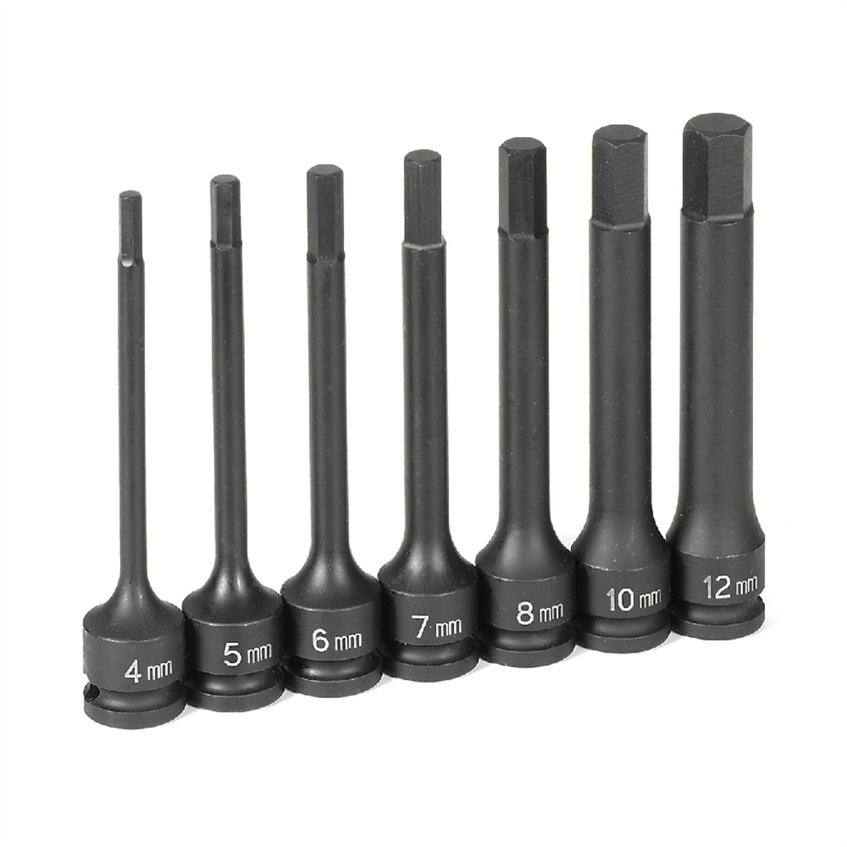 3/8 In Dr 4 In Length Metric Hex Driver Set - 7-Pc