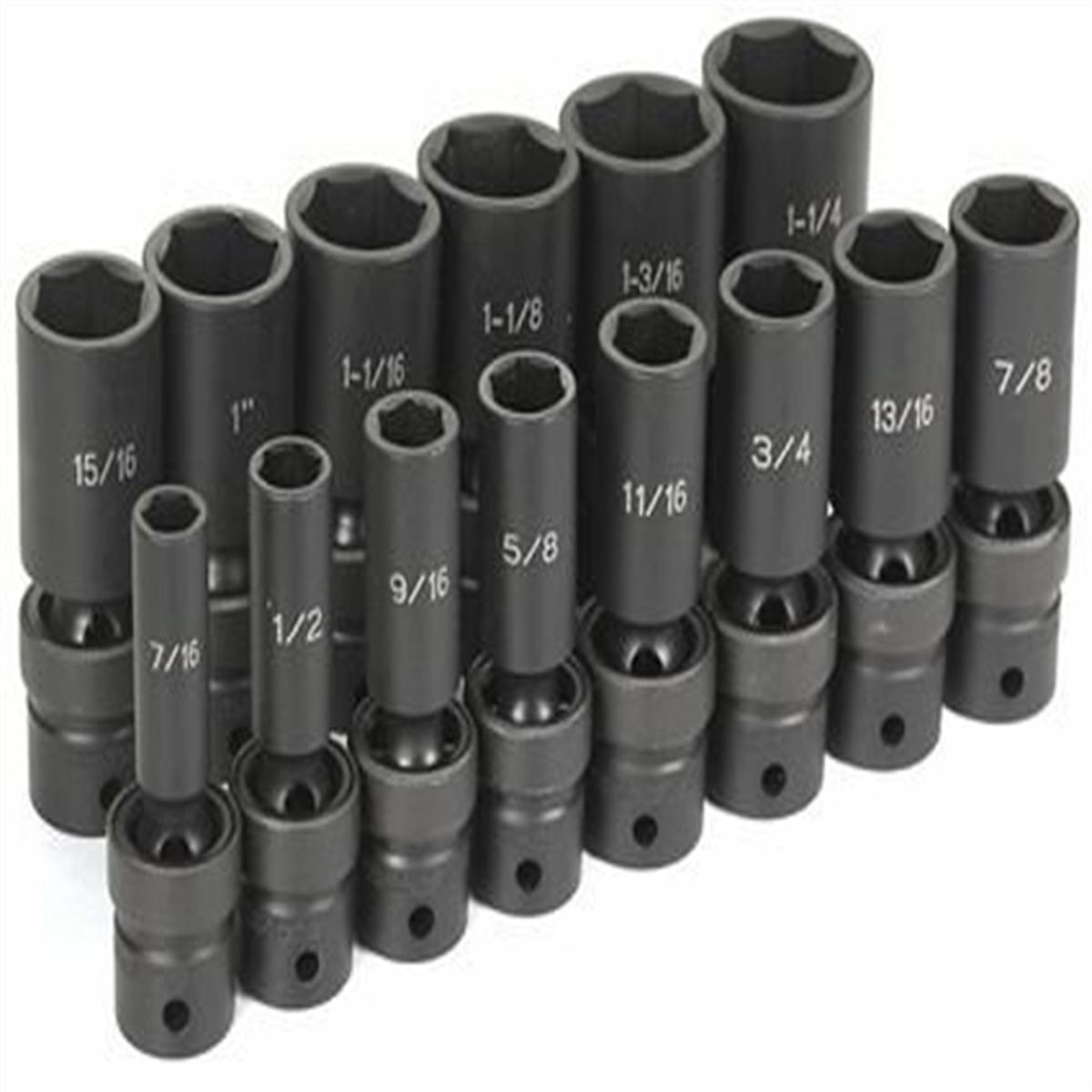 VCT Pro 14 Pc 1/2 in Drive 6-Pt Shallow Impact SAE Socket Set CrMo Steel 