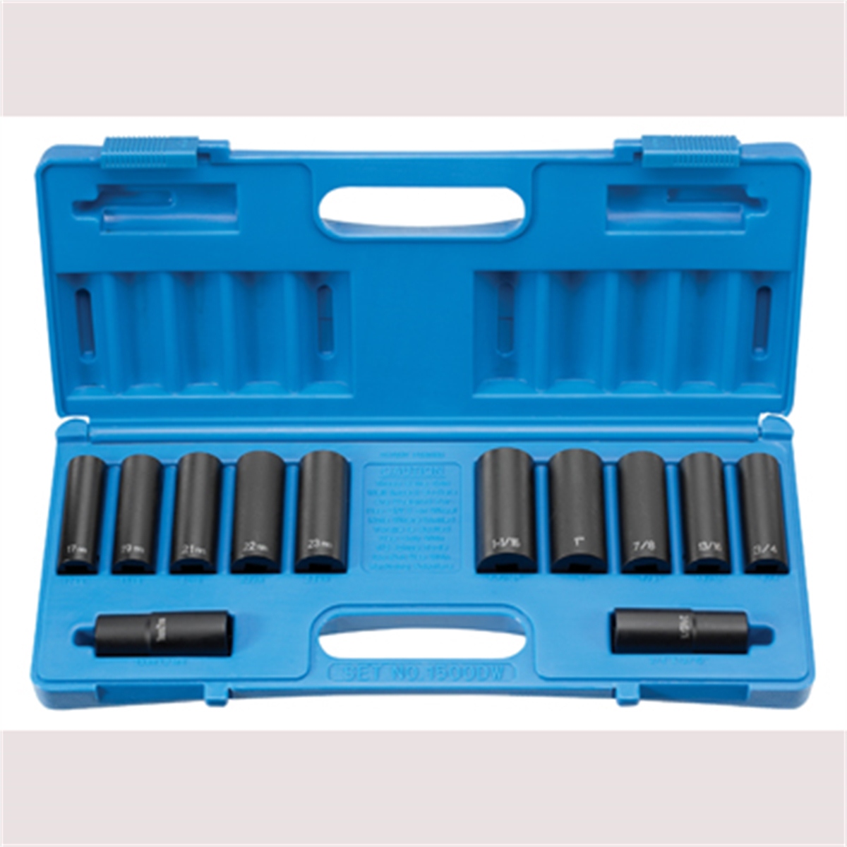 1/2 In Dr 6 Pt Extra-Thin Wall Impact Socket Set For Wheel Servi