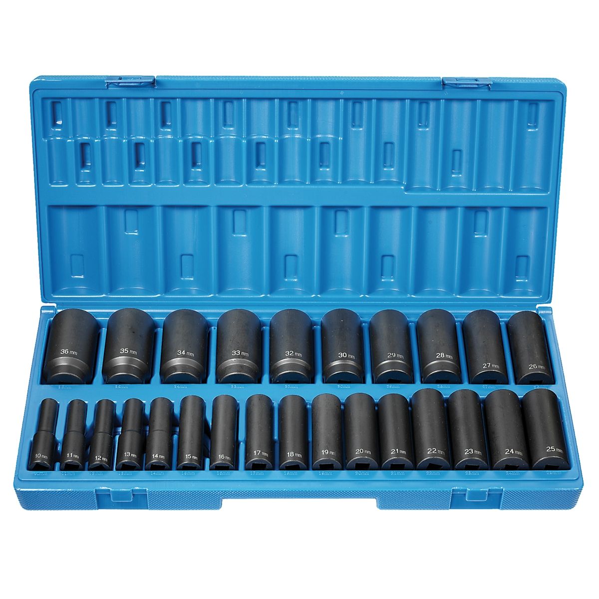 1/2 In Dr 12 Point Deep Length Metric Impact Socket Set - 26-Pc