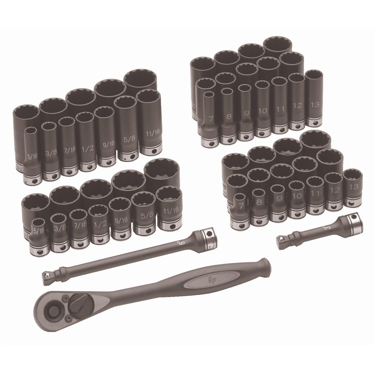 3/8 In Dr 12-Pt Std/Deep Fractional & Metric Duo-Socket Set - 59