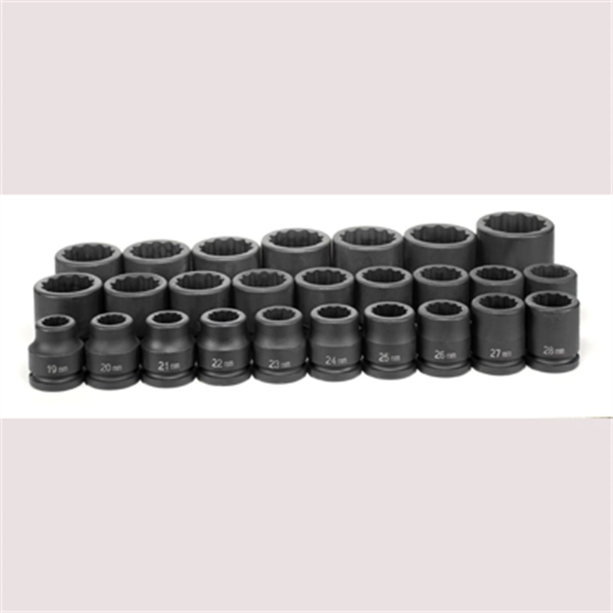 3/4 In Dr Std Metric 12 Pt Impact Socket Set - 26-Pc