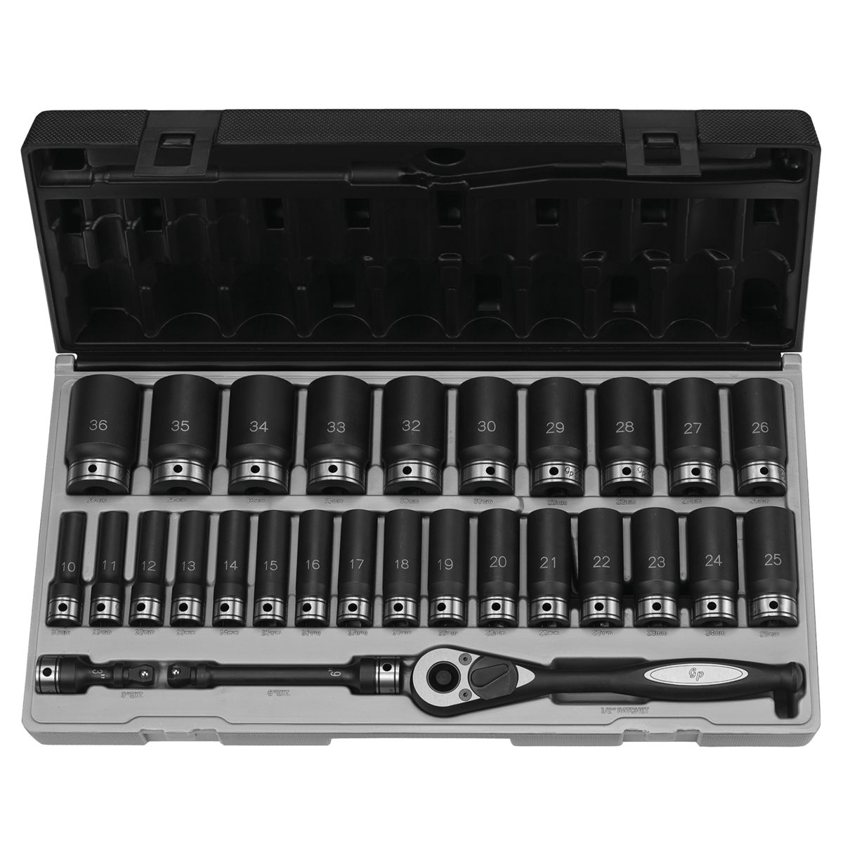 1/2 In Drive Deep Length Metric Duo Socket Set - 29-Pc