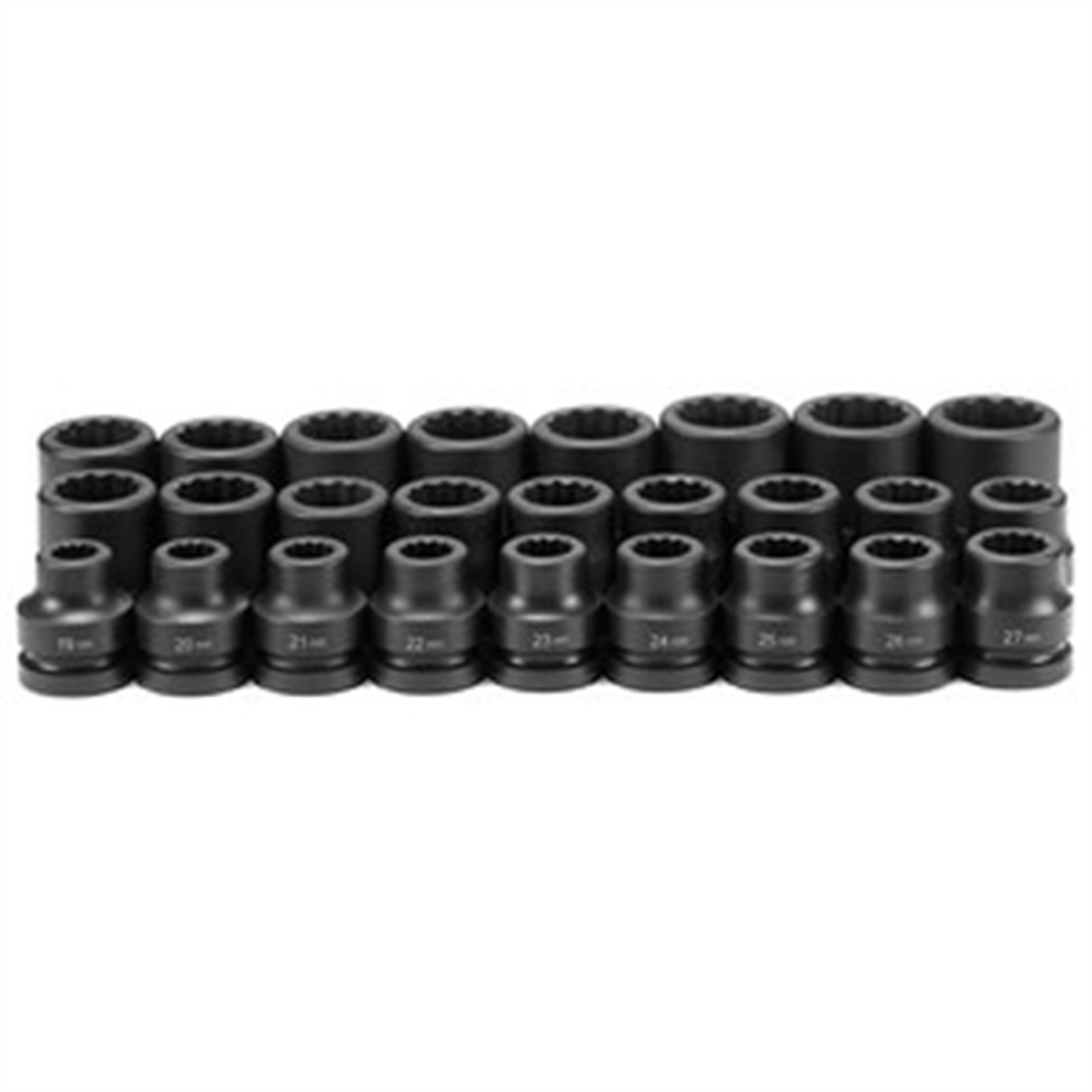 1 Inch Drive Standard Length Metric 12 Pt Impact Socket Set 26 P