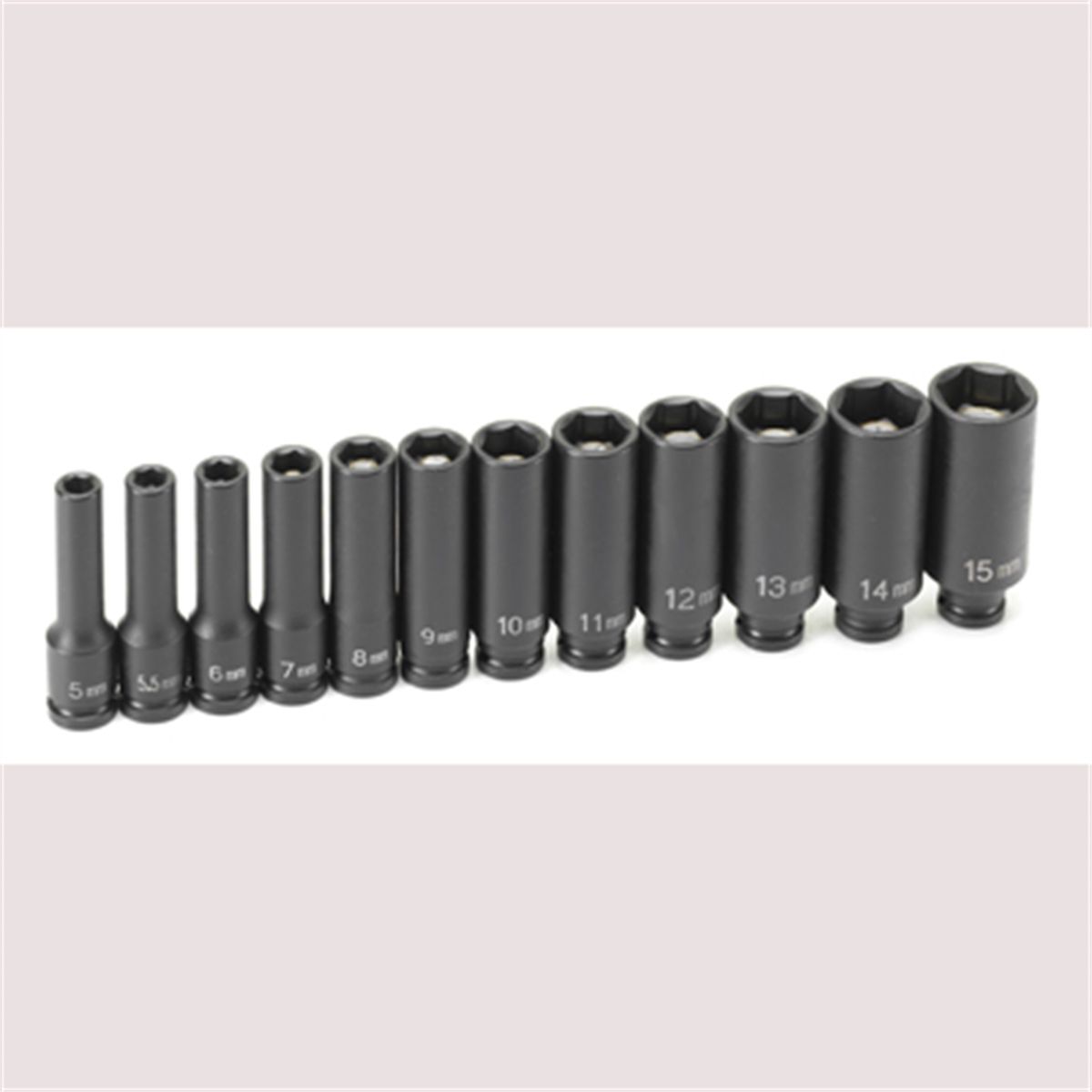 Grey Pneumatic 1/4" Deep Metric Magnetic Impact Socket Set 12pc