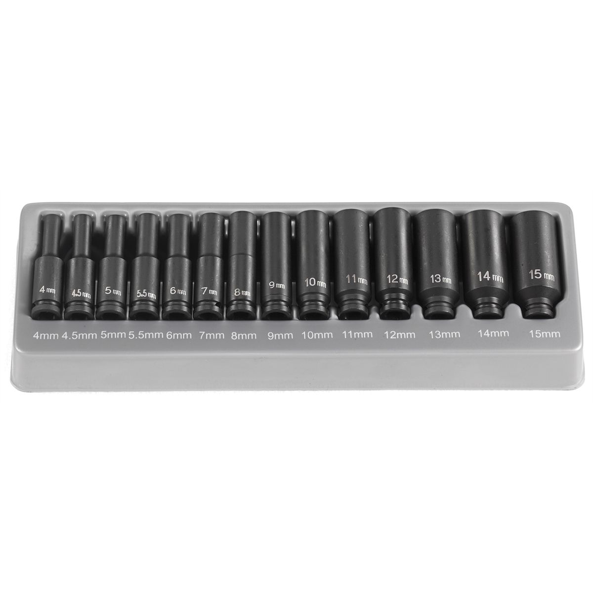 1/4 In Dr 6 Pt Deep Metric Impact Socket Set - 14-Pc | Grey Pneumatic .