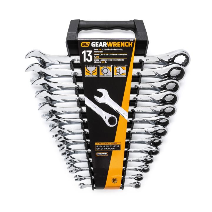 13 Piece 72 tooth 12 Point XL Ratcheting wrench set SAE
