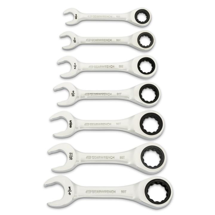 7 PC. 90T 12PT SAE STUBBY COMBO RW SET