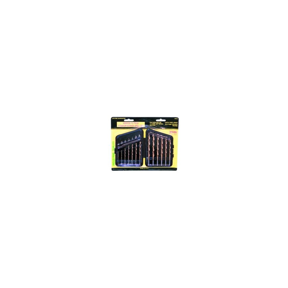 13 Pc TiN Drill Bit Set - Plastic Case