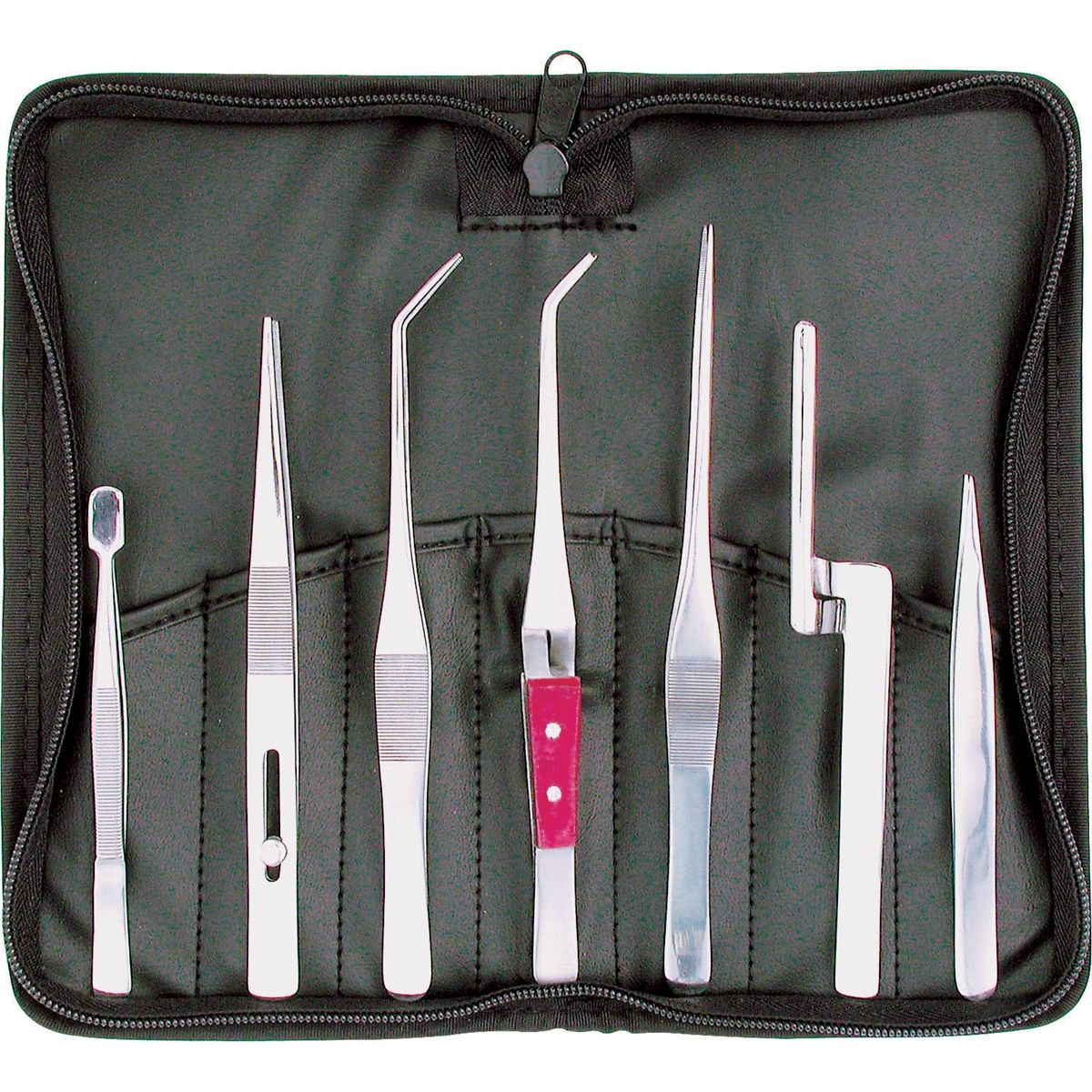 J S Products Steelman 05600 7 Piece Tweezer Set with Case