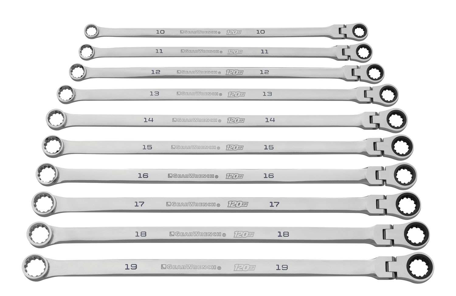 GearBox Flex Spline 120XP XL Ratcheting Wrench Set Metric 8-19mm