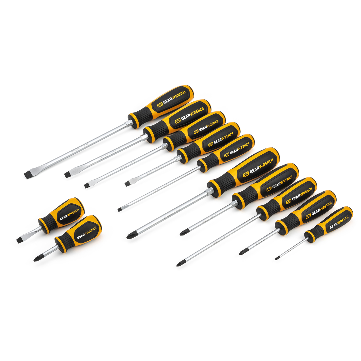 12 Piece Phillips Slotted Dual Material Screwdriver Set