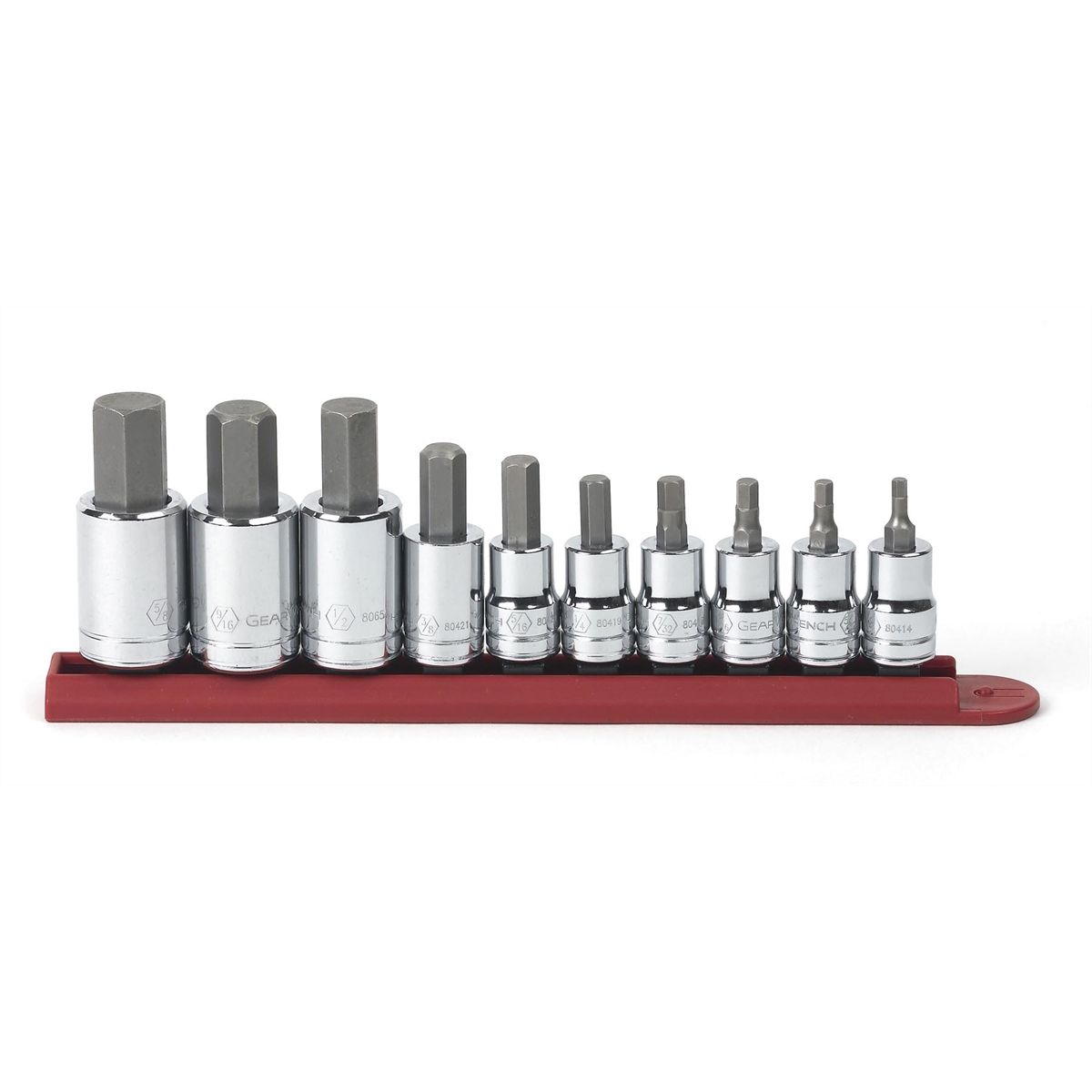 3/8, 1/2 Inch Drive Fractional SAE HEX Bit Socket Set 10 Pc