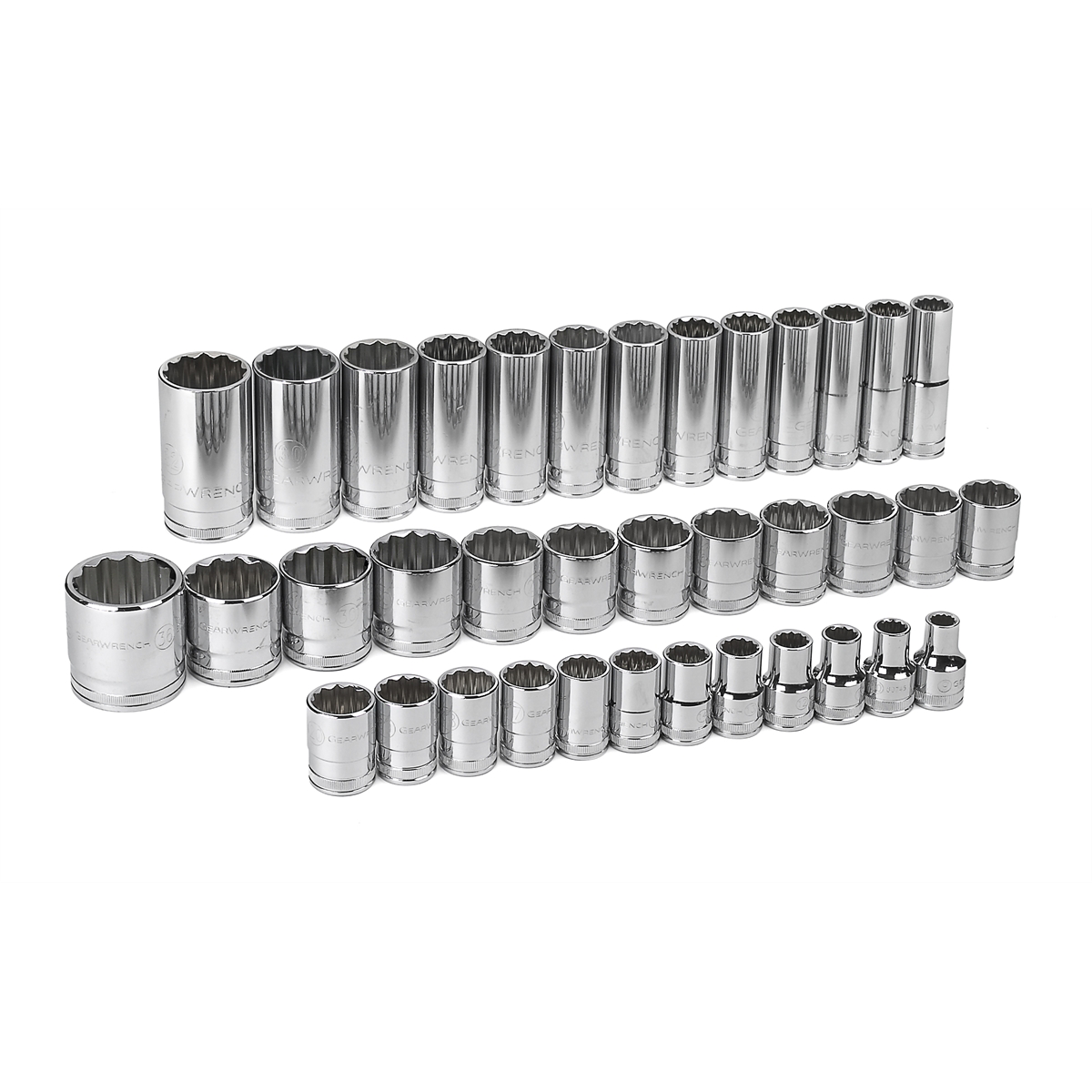 1/2 Inch Drive Metric 12 Pt Standard & Deep Socket Set 37 Pc