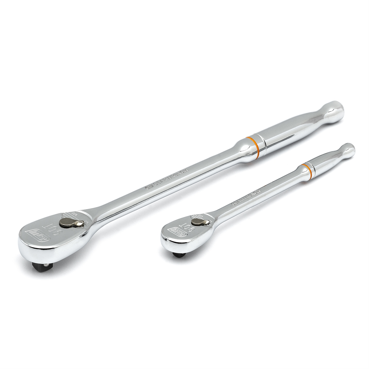 2 Pc. 1/4", 3/8" Dr. 90T Full Polish Long Handle Ratchet Set