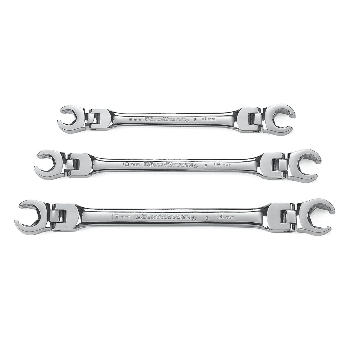 3 Pc. Flex Flare Nut Non-Ratcheting Wrench Set METRIC