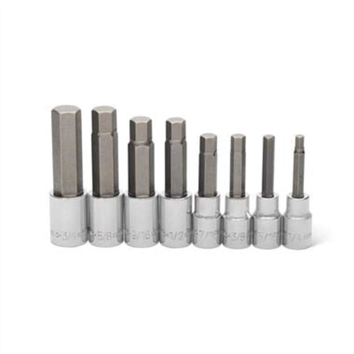8 Piece 1/2" Drive SAE Mid Length Hex Bit Socket Set