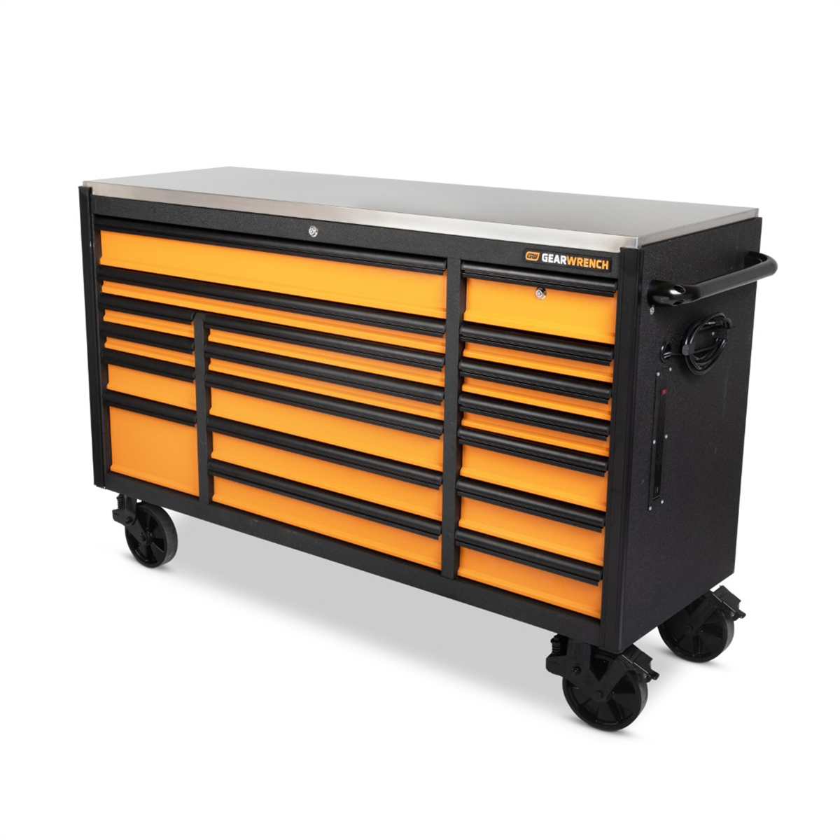 72" 18 Drawer Rolling Tool Cabinet with Stainless Steel Worktop