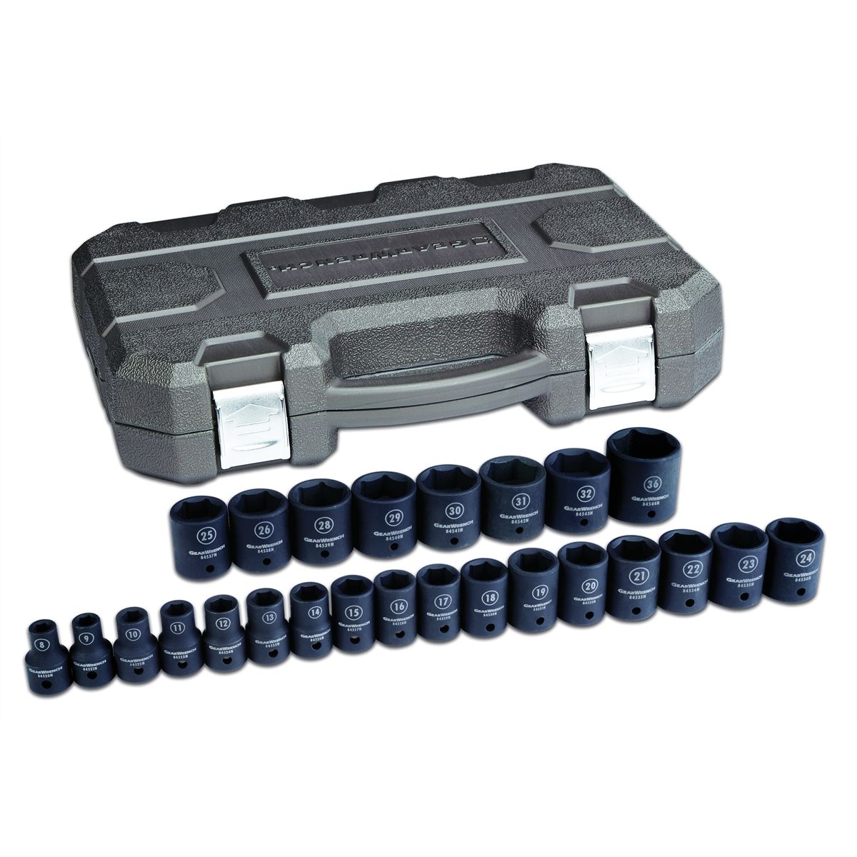 25 Pc. 1/2\" Dr. 6 Point Metric Impact Socket Set