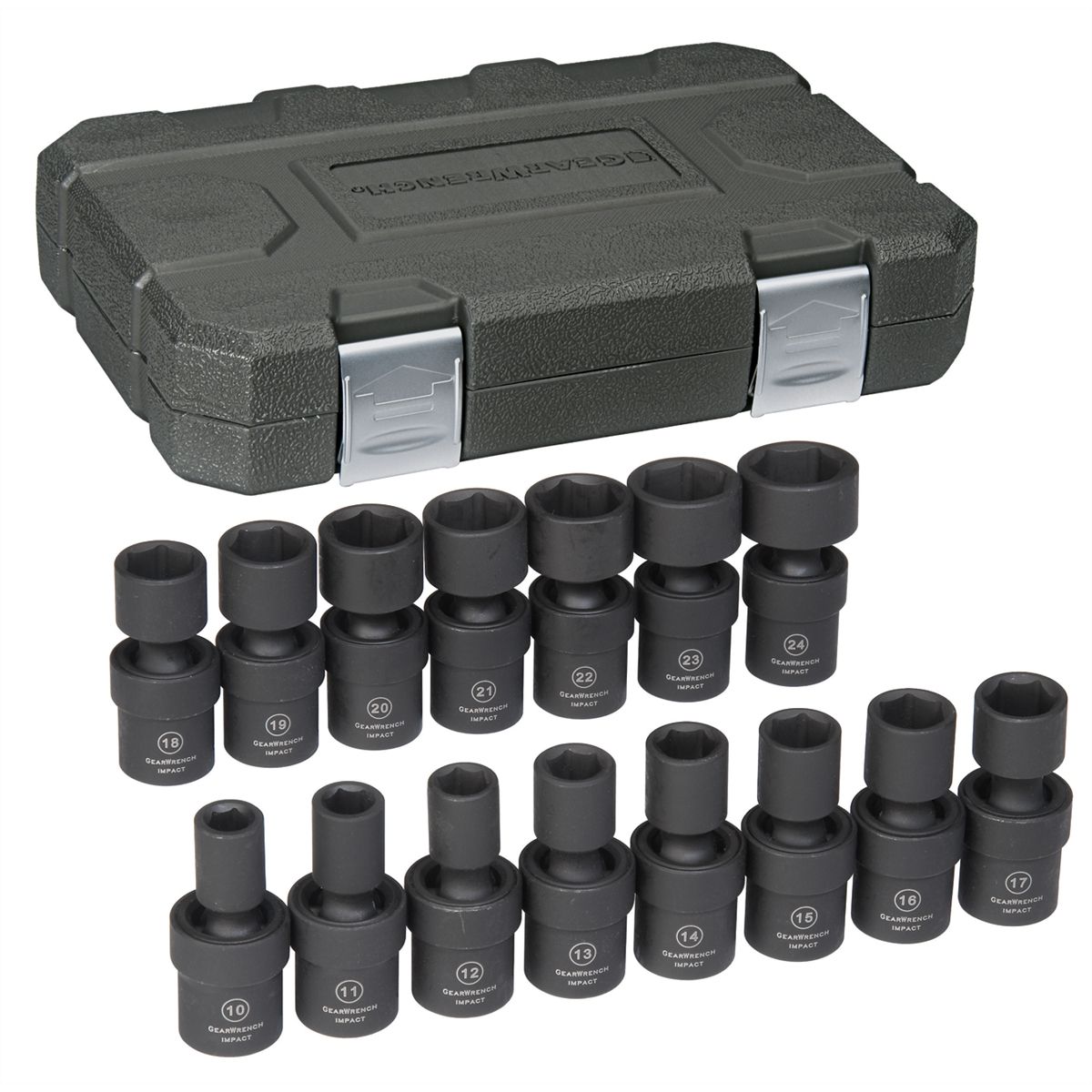 1/2" Drive Swivel Universal Flex Metric Impact Socket Set 15-Pc