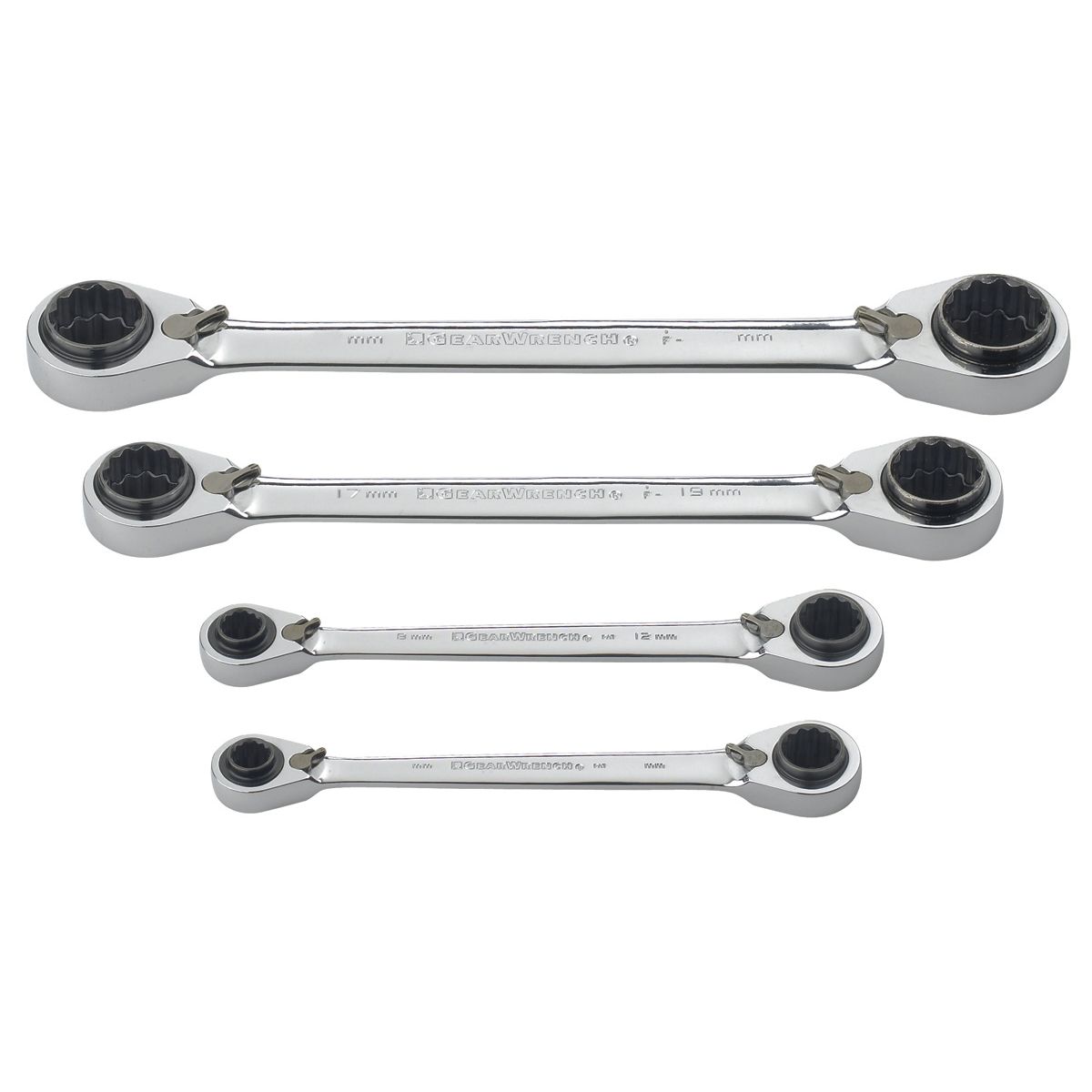 QuadBox Double Box Metric Ratcheting Wrench Set 4 Pc