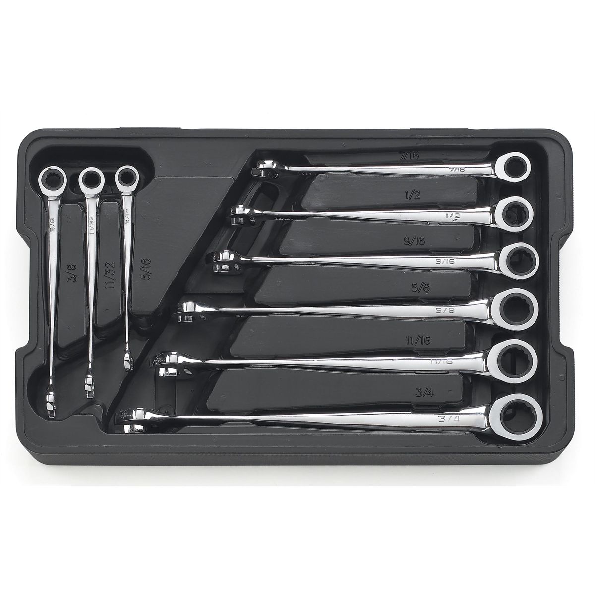 KD GearWrench 85998 9-Pc SAE XL Gearbox Ratcheting Wrench Set 