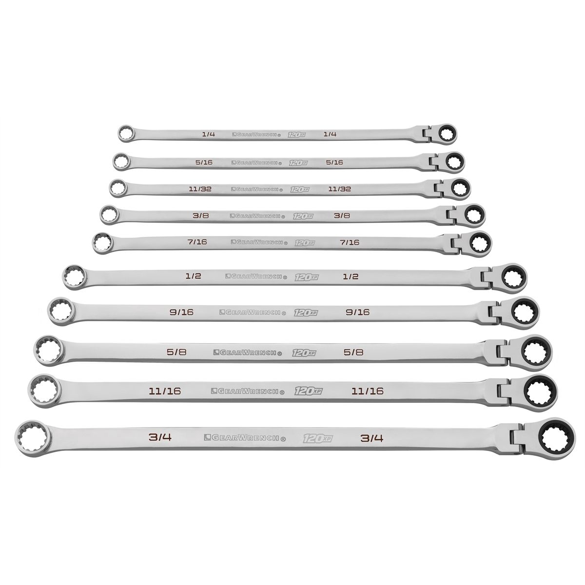 10 pc120XP DoubleBox Flex RatchetingWrench Set SAE