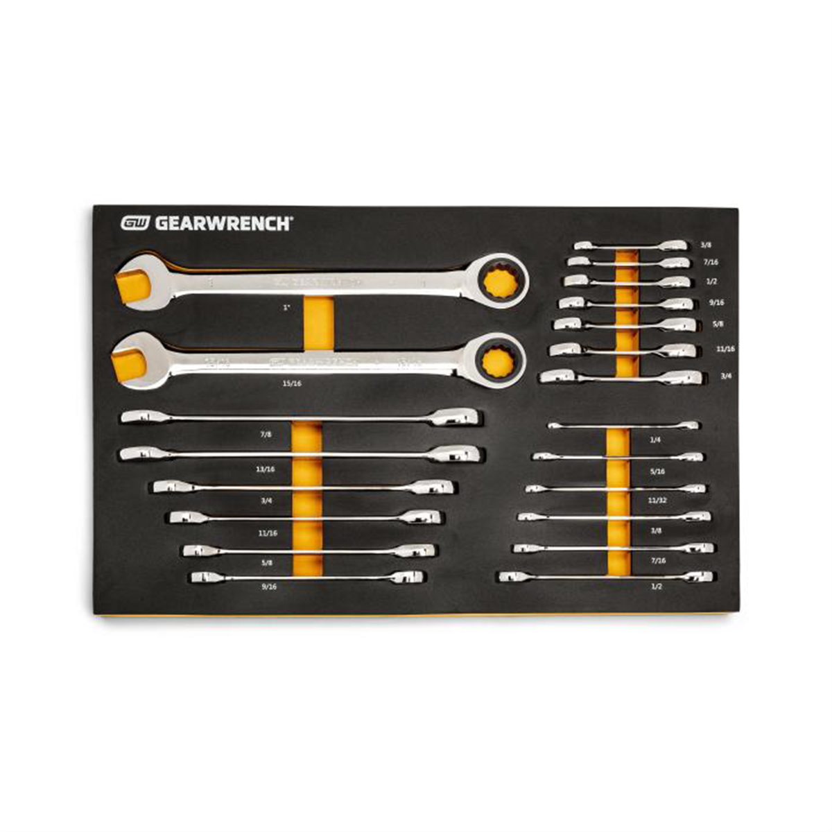 21 pc 72-Tooth 12 Point SAE Standard & Stubby wrench set