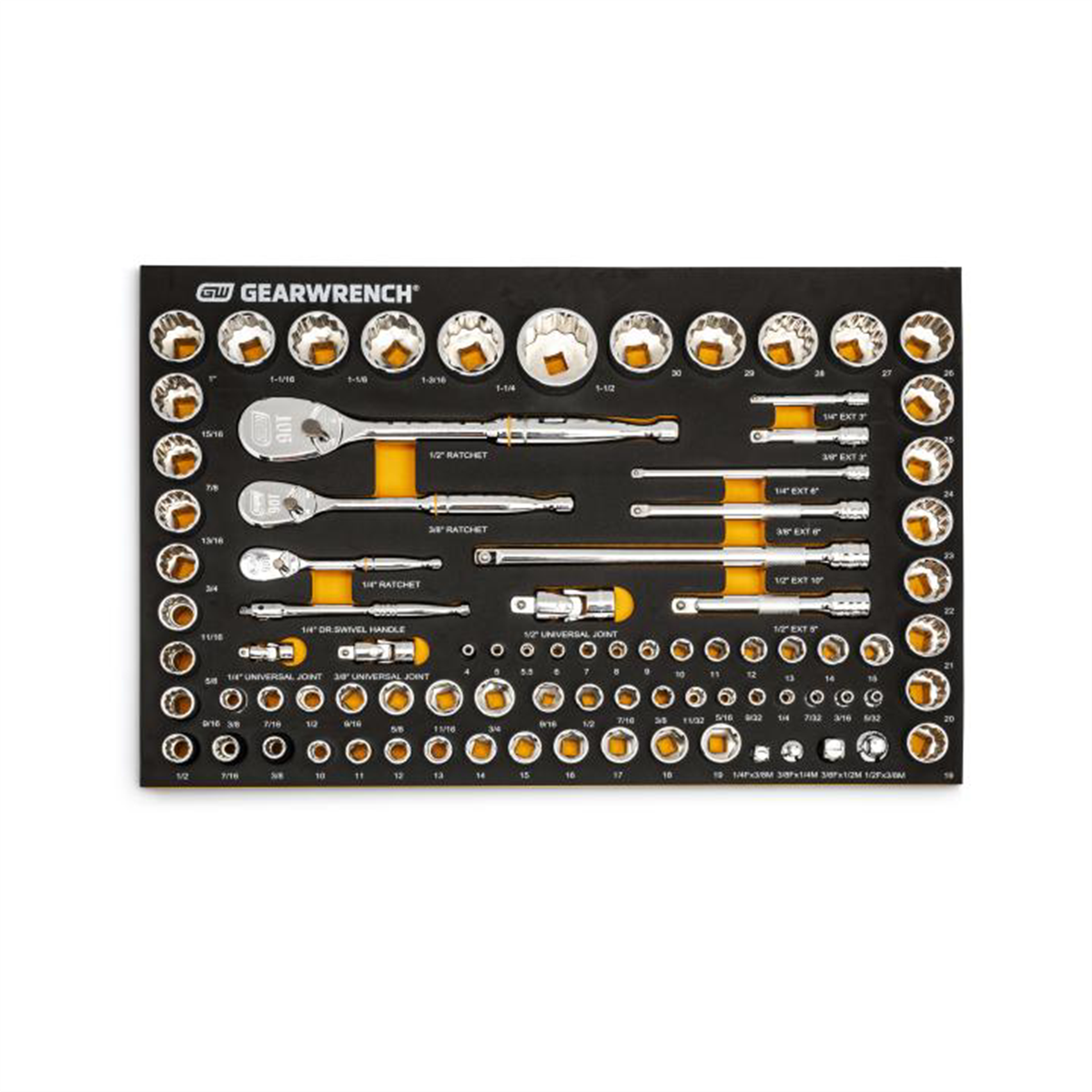 83 Pc 1/4", 3/8", & 1/2" 90-Tooth SAE/Metric Mechanics Tool Set
