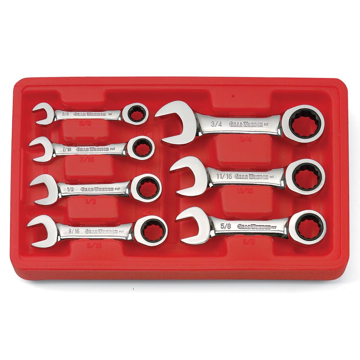 Fractional Stubby Gearwrench Set - 7-Pc