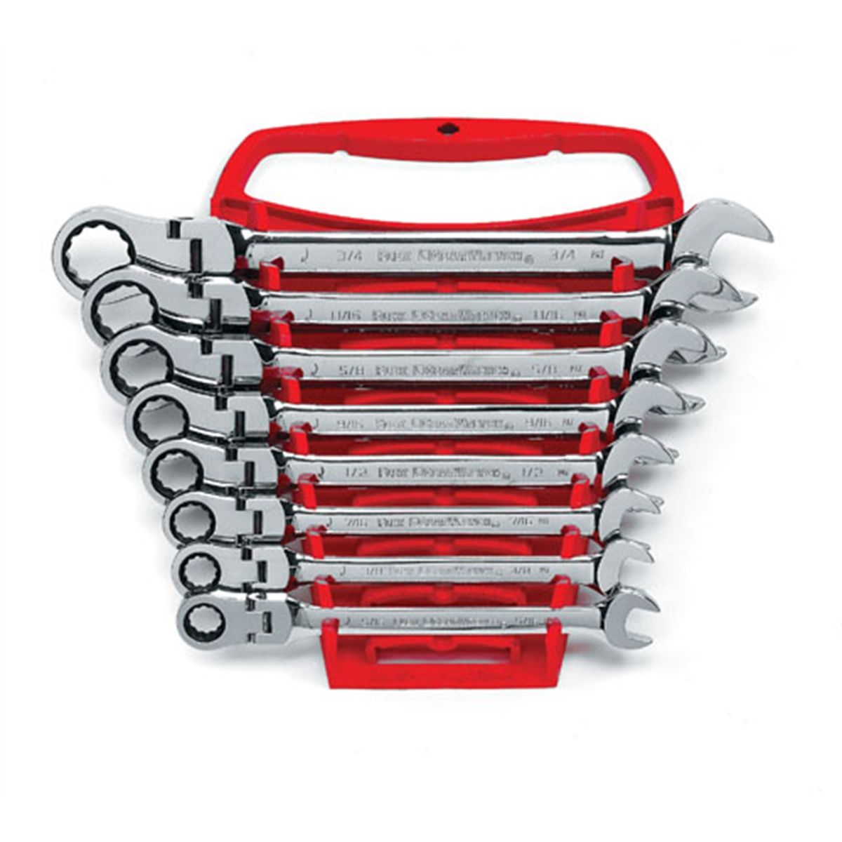 SAE Flex Head Combo GearWrench Set - 8-Pc w/ Wrench Rack