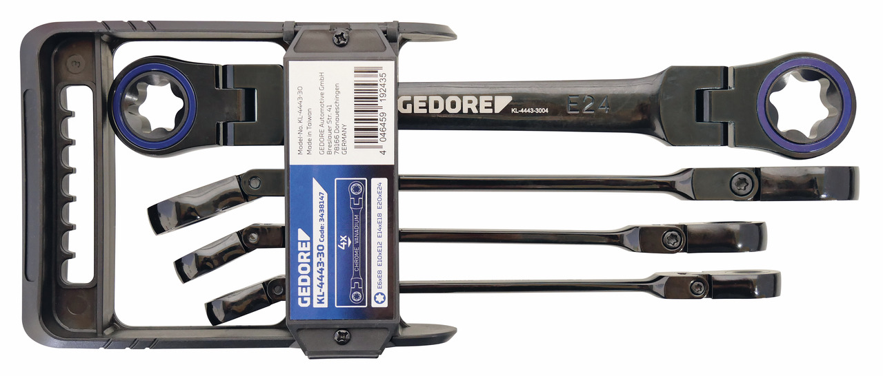 Gedore Double Articulated Ratchet Ring Spanner Set