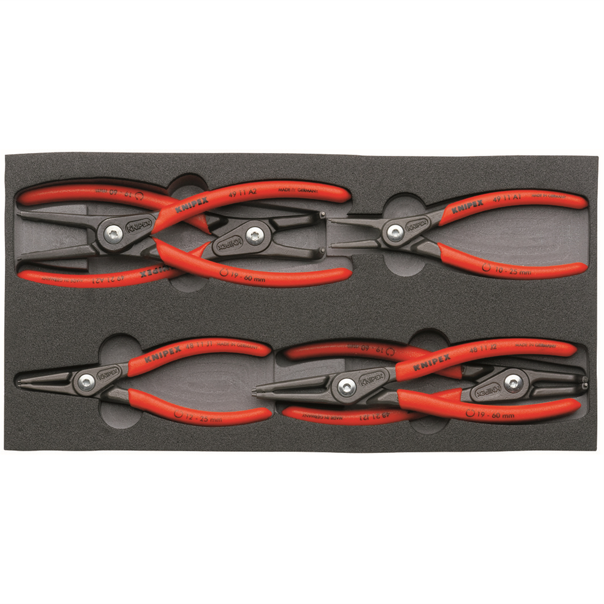 Circlip Snap-Ring Plier Set In Foam Tray, Knipex-Werk