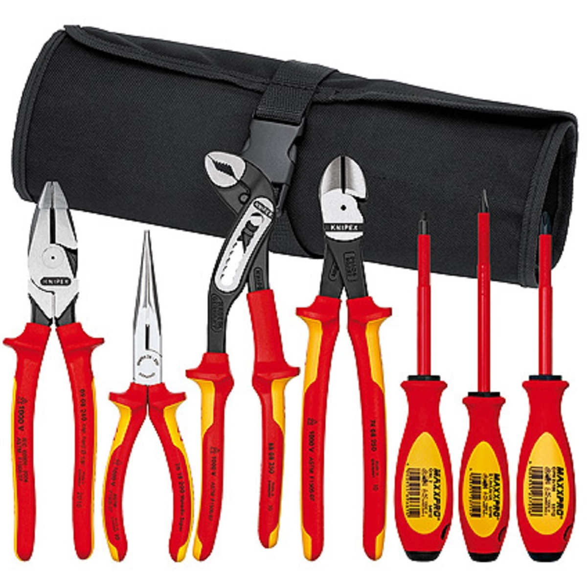 7 Pc Pliers/Screwdriver Tool Set in Tool Roll 1000v
