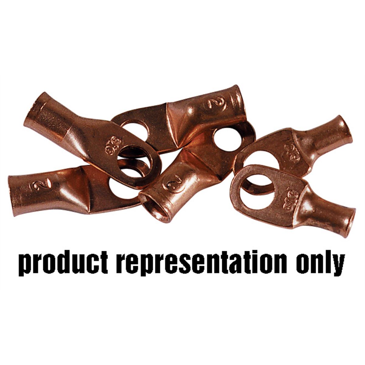 Copper Lug Terminal - 3/8 In Stud - 2GA - 2/Pk