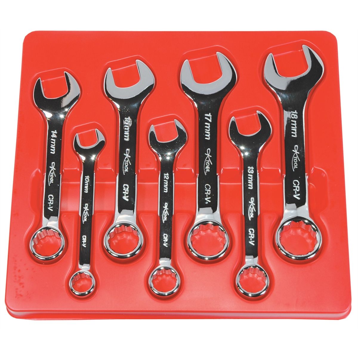 7 Piece High Polish Metric Short Combination Wrench Set