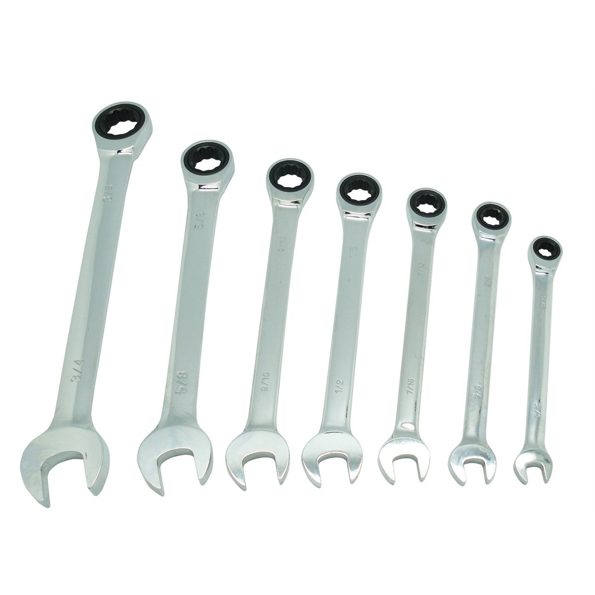 7 Piece Fractional Ratcheting Wrench Set