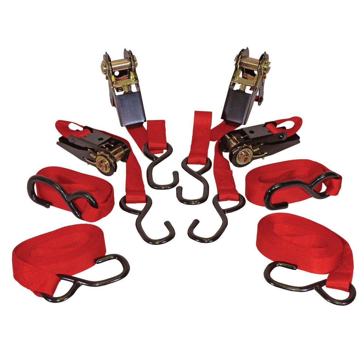 Ratcheting Tie Downs 1,500 Lb Capacity 4/Pk