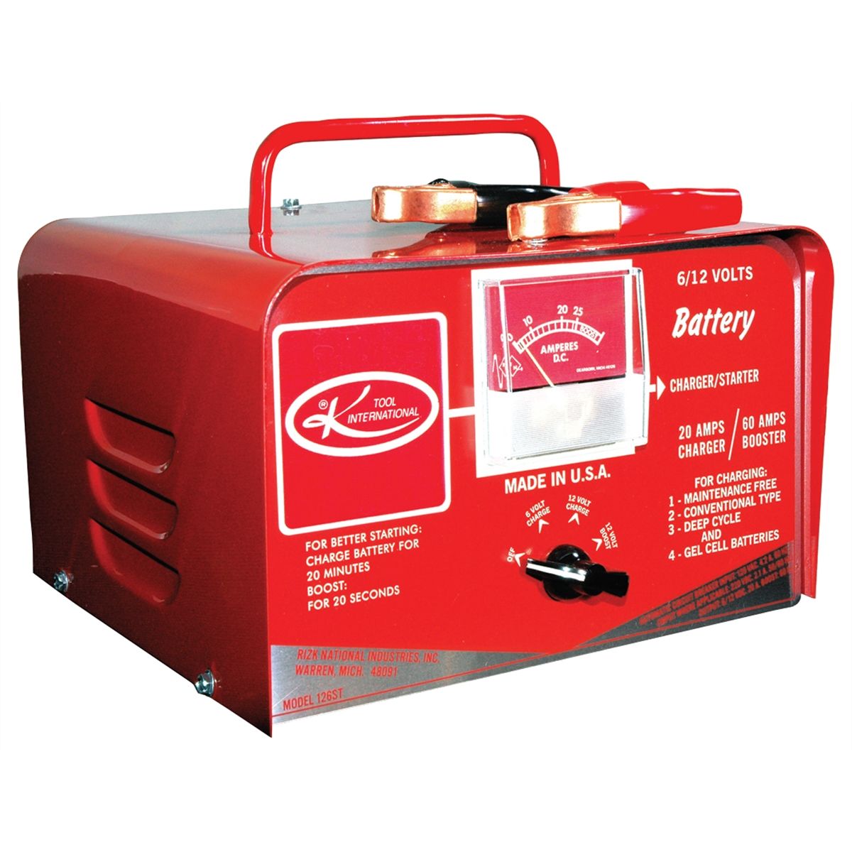 BATTERY CHARGER PORTABLE 6-12V 60AMP BOOST