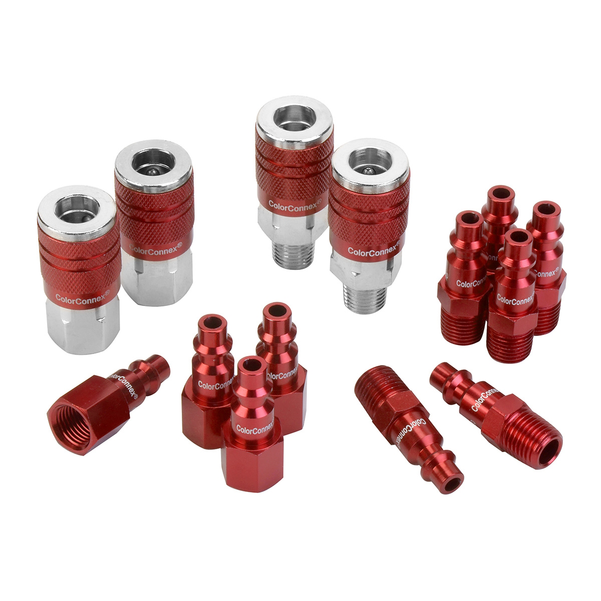 ColorConnex Type D, 1/4 Inch Body Coupler & Plug Kit Red Anodize