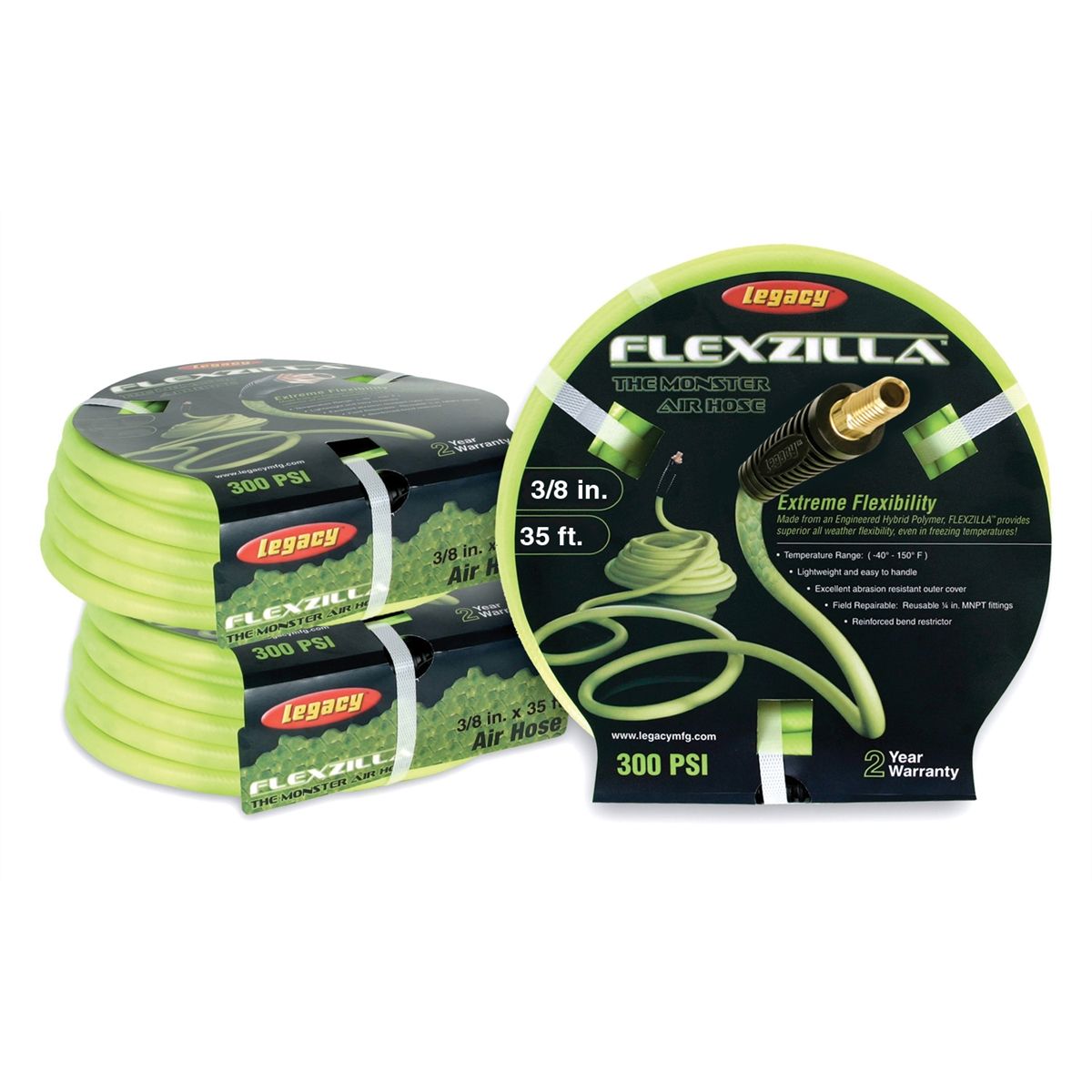 Flexzilla Air Hose, 3/8-in x 100-ft, 1/4-in Mnpt Fittings in the Air