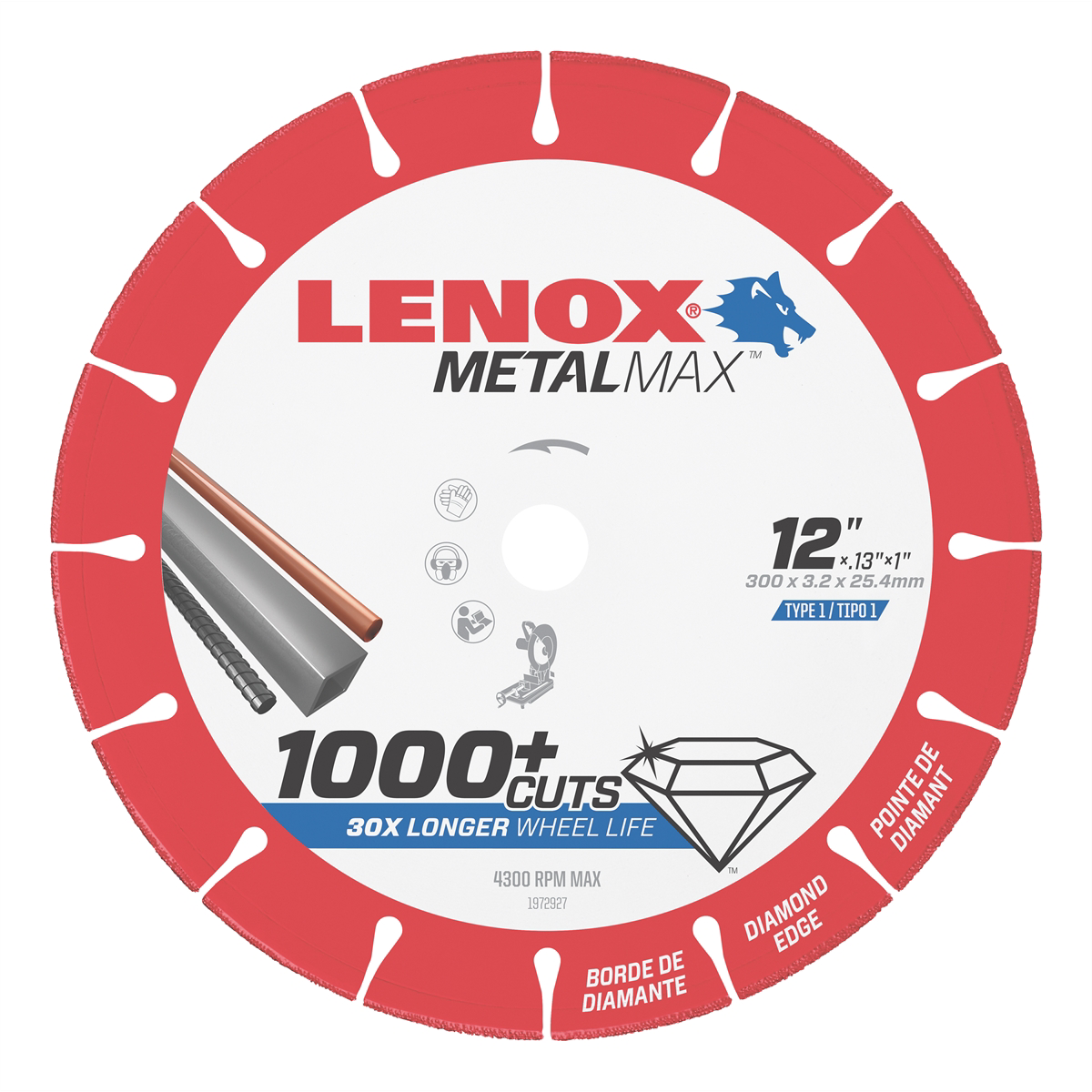 LENOX Metal Max DIAM CUTOFF WHEEL CH 12" X 1"